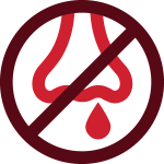 red icon of common cold runny nose with cross out saying no more runny nose